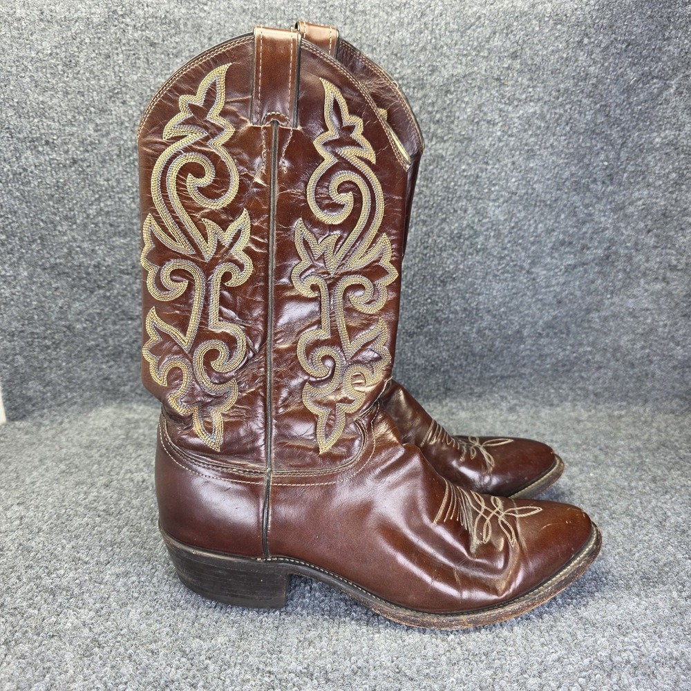 Justin Brown Leather Western Cowboy Riding Boots 1487 Men 9.5 D  Made In USA